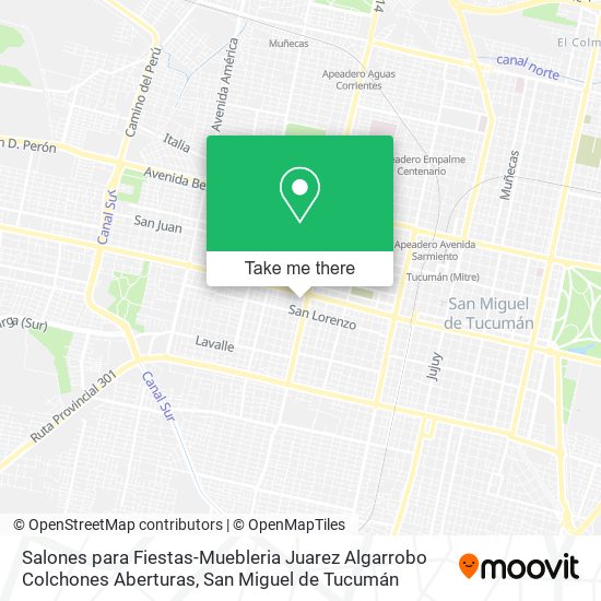 Salones para Fiestas-Muebleria Juarez Algarrobo Colchones Aberturas map