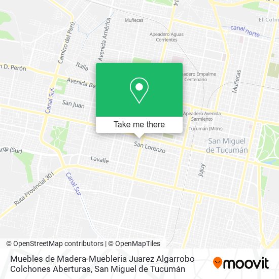 Muebles de Madera-Muebleria Juarez Algarrobo Colchones Aberturas map