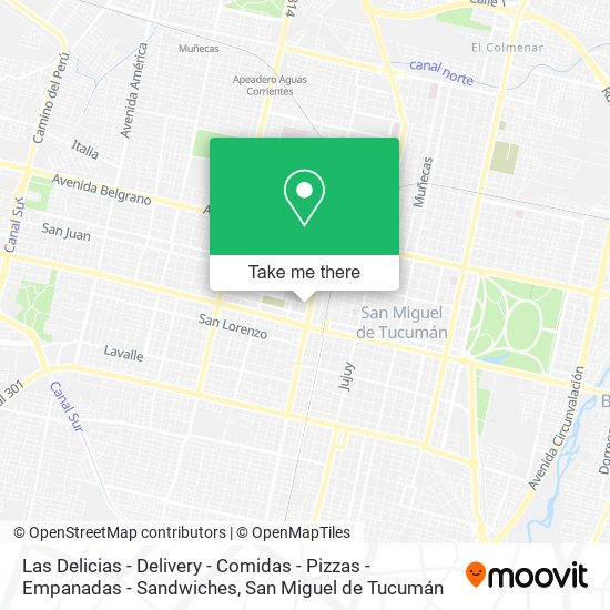 Mapa de Las Delicias - Delivery - Comidas - Pizzas - Empanadas - Sandwiches