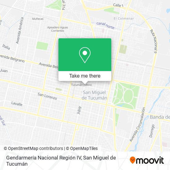 Mapa de Gendarmería Nacional Región IV