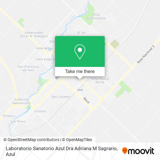 Mapa de Laboratorio Sanatorio Azul Dra Adriana M Sagrario