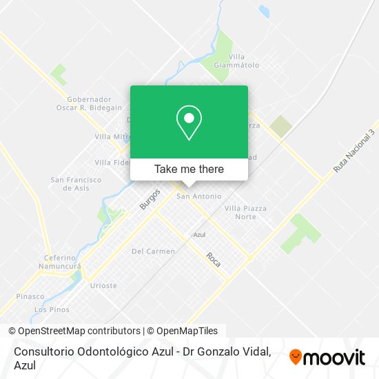 Mapa de Consultorio Odontológico Azul - Dr Gonzalo Vidal