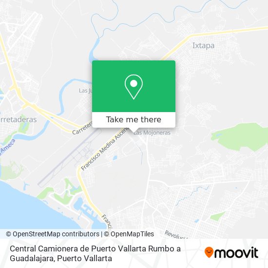 Mapa de Central Camionera de Puerto Vallarta Rumbo a Guadalajara