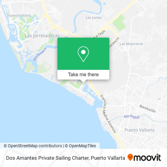 Mapa de Dos Amantes Private Sailing Charter