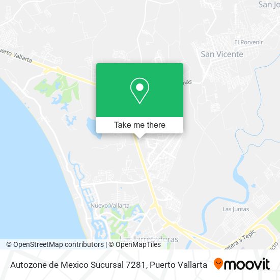 Mapa de Autozone de Mexico Sucursal 7281