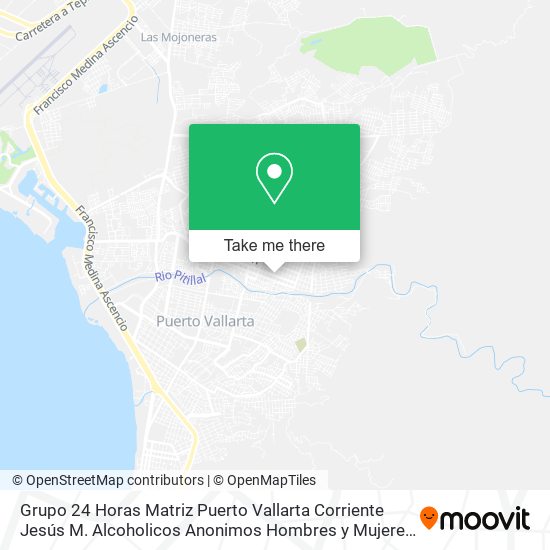 Grupo 24 Horas Matriz Puerto Vallarta Corriente Jesús M. Alcoholicos Anonimos Hombres y Mujeres map