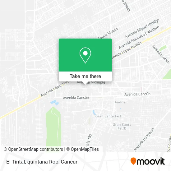 El Tintal, quintana Roo map