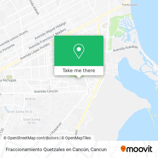 Fraccionamiento Quetzales en Cancún map