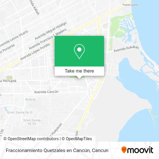 Fraccionamiento Quetzales en Cancún map