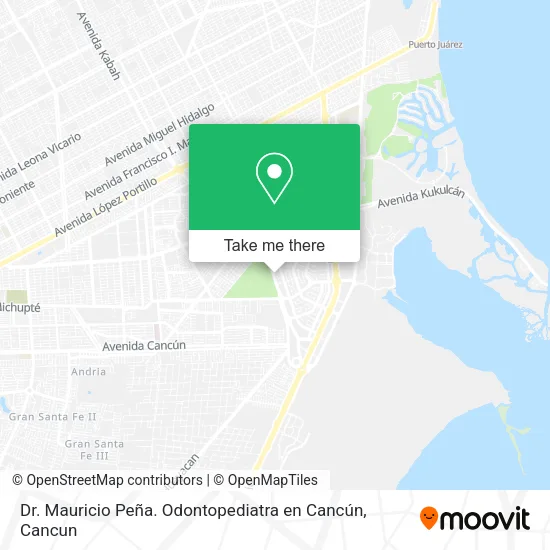 Mapa de Dr. Mauricio Peña. Odontopediatra en Cancún
