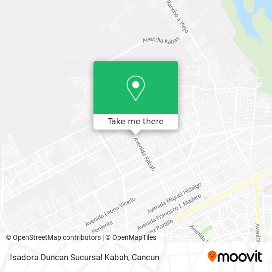 Mapa de Isadora Duncan Sucursal Kabah