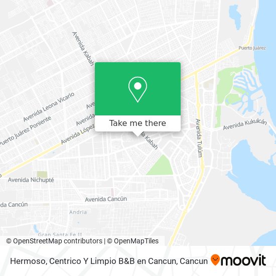 Mapa de Hermoso, Centrico Y Limpio B&B en Cancun