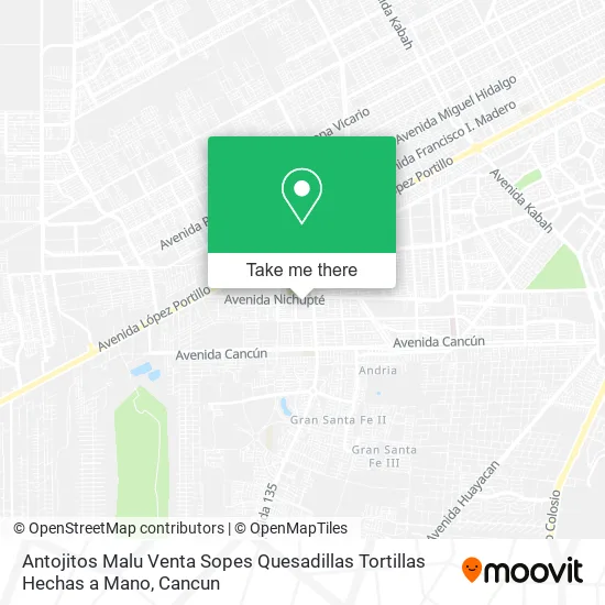 Antojitos Malu Venta Sopes Quesadillas Tortillas Hechas a Mano map