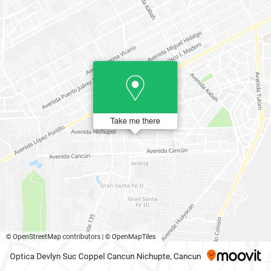 Mapa de Optica Devlyn Suc Coppel Cancun Nichupte