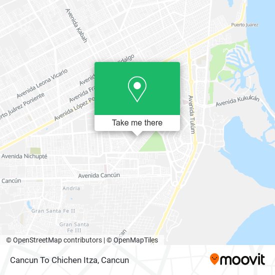 Mapa de Cancun To Chichen Itza