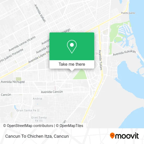 Cancun To Chichen Itza map