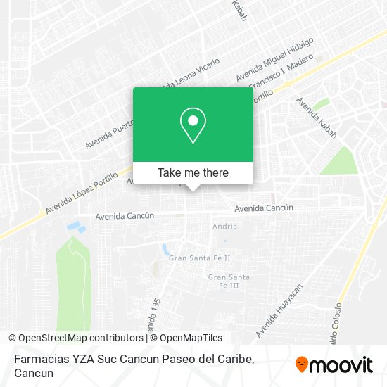 Mapa de Farmacias YZA Suc Cancun Paseo del Caribe