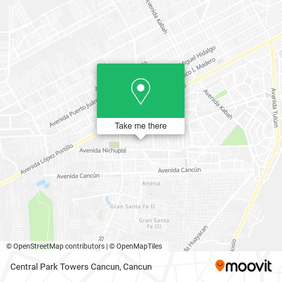 Mapa de Central Park Towers Cancun