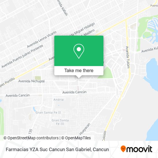 Farmacias YZA Suc Cancun San Gabriel map