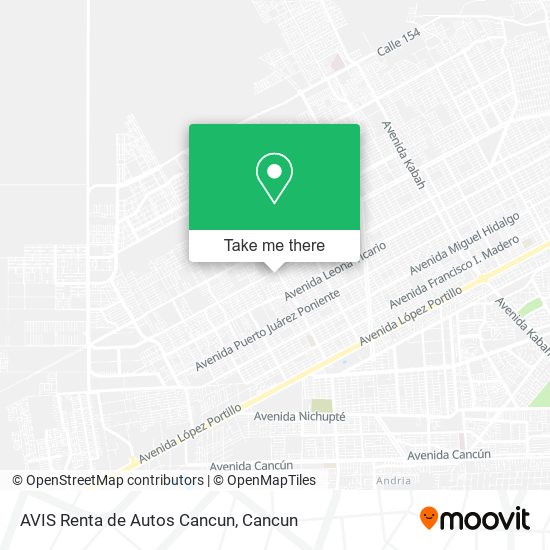 Mapa de AVIS Renta de Autos Cancun