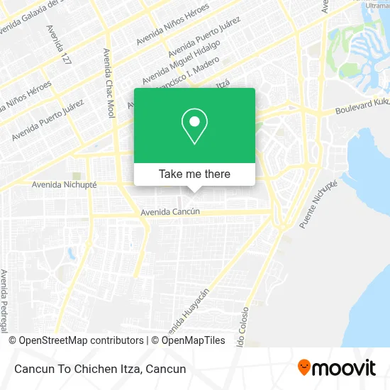 Cancun To Chichen Itza map