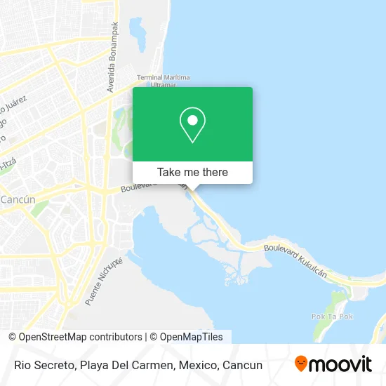 Rio Secreto, Playa Del Carmen, Mexico map