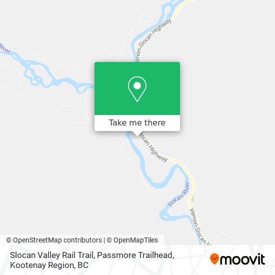 Slocan Valley Rail Trail, Passmore Trailhead map