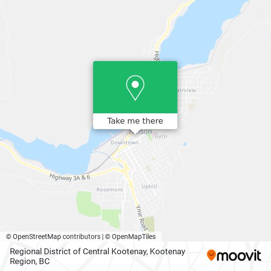 Regional District of Central Kootenay map