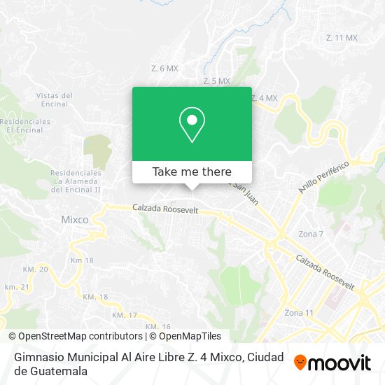 Mapa de Gimnasio Municipal Al Aire Libre Z. 4 Mixco