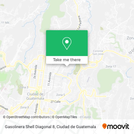 How to get to Gasolinera Shell Diagonal 8 in Zona 1 by Bus?