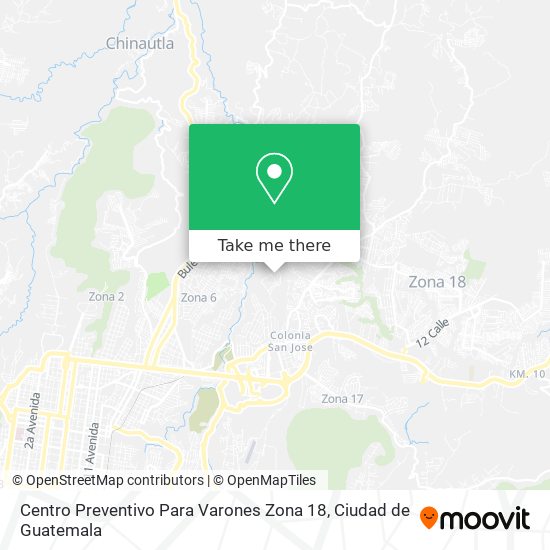 Mapa de Centro Preventivo Para Varones Zona 18