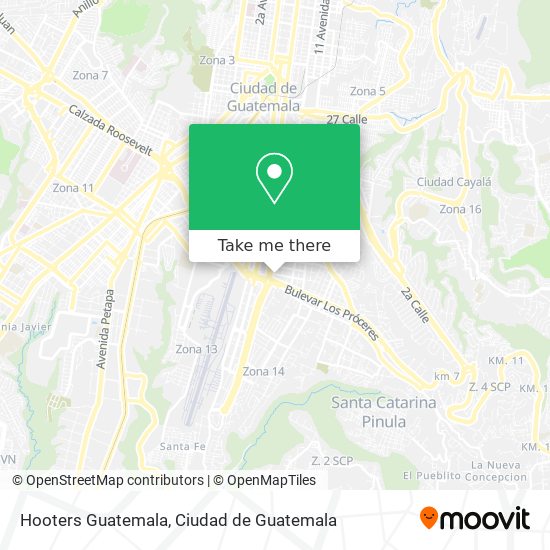 Hooters Guatemala map