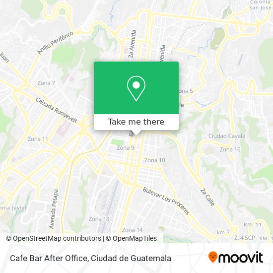 How to get to Cafe Bar After Office in Zona 10 by Bus?