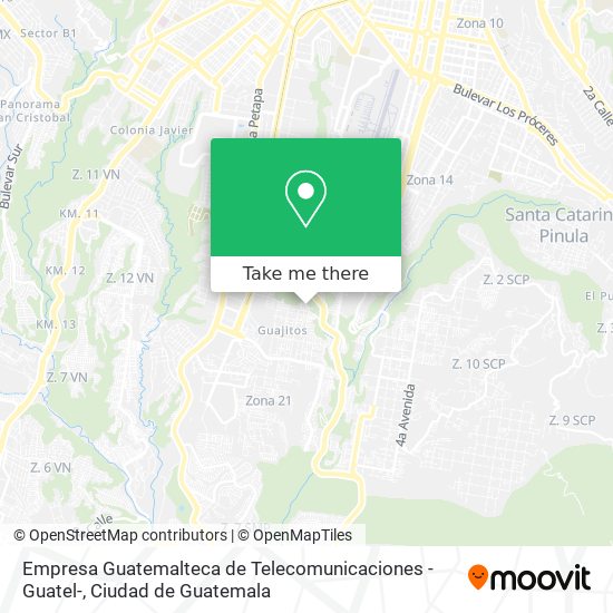 Mapa de Empresa Guatemalteca de Telecomunicaciones -Guatel-