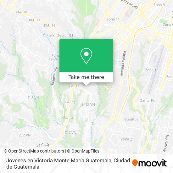 Jóvenes en Victoria Monte María Guatemala map