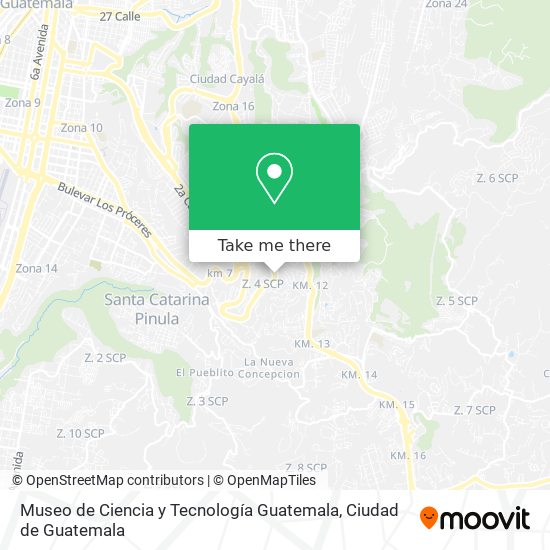 Mapa de Museo de Ciencia y Tecnología Guatemala