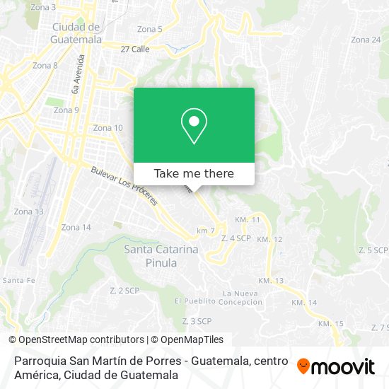 Mapa de Parroquia San Martín de Porres - Guatemala, centro América