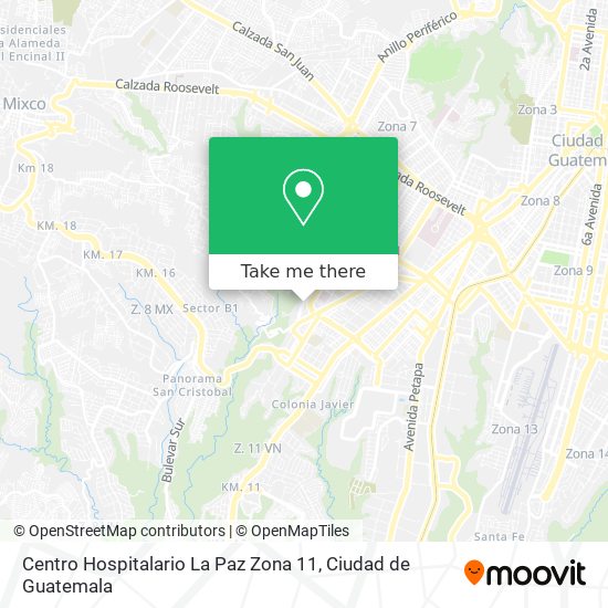 Centro Hospitalario La Paz Zona 11 map