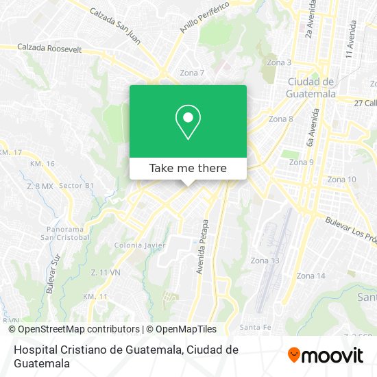 Mapa de Hospital Cristiano de Guatemala