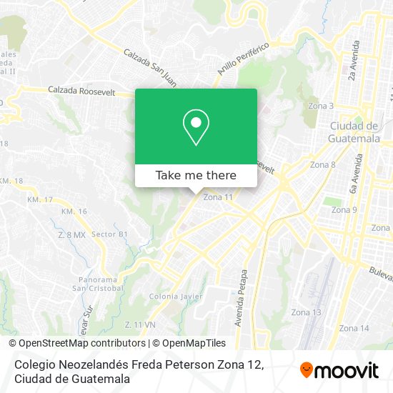 Mapa de Colegio Neozelandés Freda Peterson Zona 12