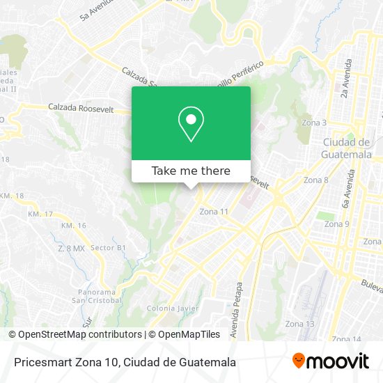 Mapa de Pricesmart Zona 10