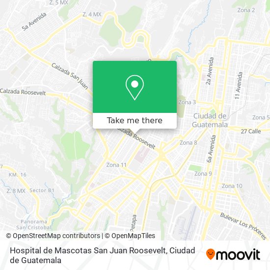 Mapa de Hospital de Mascotas San Juan Roosevelt