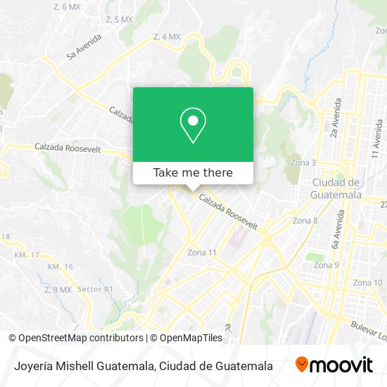 Mapa de Joyería Mishell Guatemala