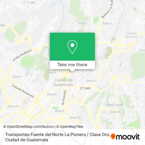 Mapa de Transportes Fuente del Norte La Pionera / Clase Oro