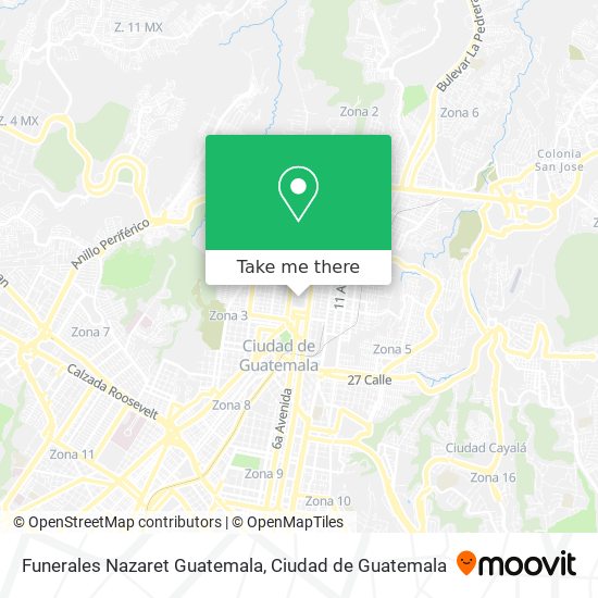 Mapa de Funerales Nazaret Guatemala