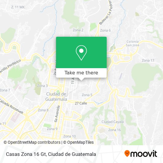 Casas Zona 16 Gt map