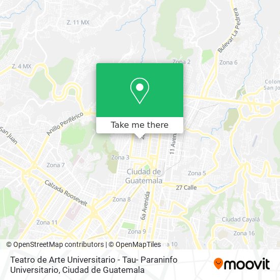 Mapa de Teatro de Arte Universitario - Tau- Paraninfo Universitario