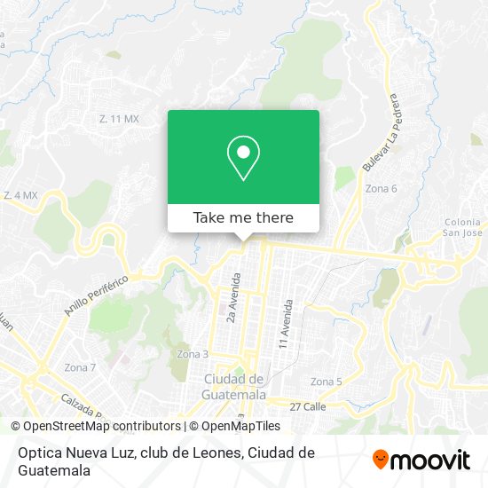 Mapa de Optica Nueva Luz, club de Leones