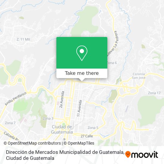 Mapa de Dirección de Mercados Municipalidad de Guatemala