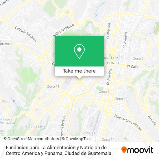 Fundacion para La Alimentacion y Nutricion de Centro America y Panama map